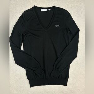 Lacoste Women’s Black V-neck Sweater Size UK 34 US XS